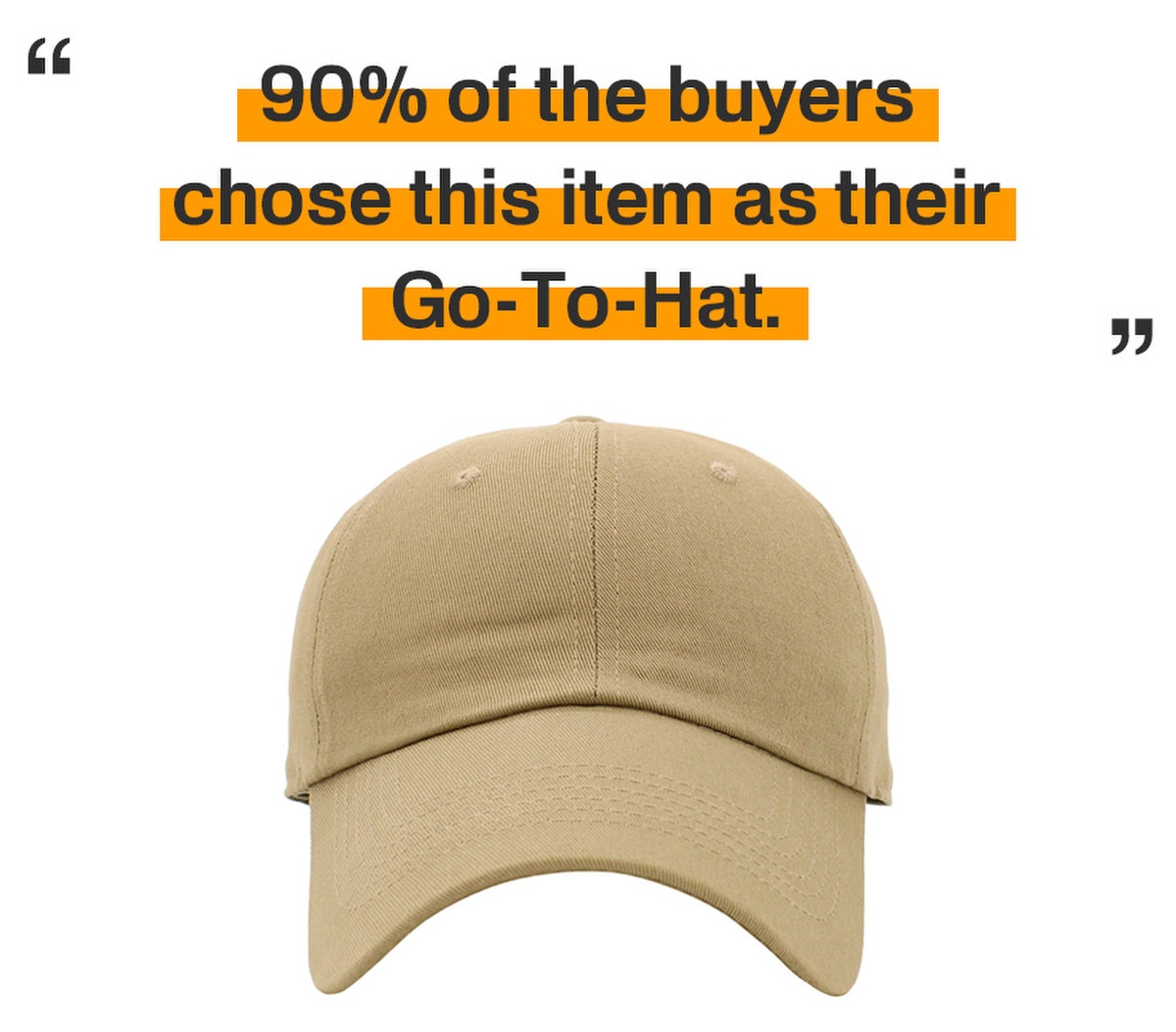 Khaki Low Profile Baseball Caps Front View